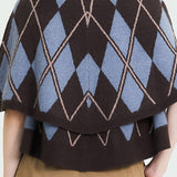 Argyle Knit Button-Up Poncho (TOP ONLY)