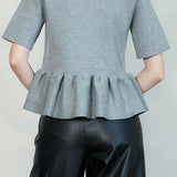 Button-Up Knit Top with Flared Hem (TOP ONLY)