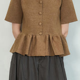 Button-Up Knit Top with Flared Hem (TOP ONLY)