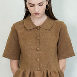 Button-Up Knit Top with Flared Hem (TOP ONLY)