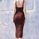 Bustier Ribbed Knit Midi Dress