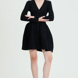 Button-Up Ribbed Knit Dress