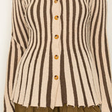 Stripe Textured Button-Up Knit Top (TOP ONLY)