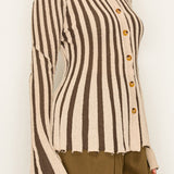Stripe Textured Button-Up Knit Top (TOP ONLY)