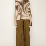 Stripe Textured Button-Up Knit Top (TOP ONLY)