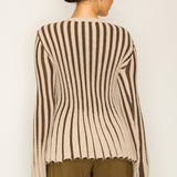 Stripe Textured Button-Up Knit Top (TOP ONLY)