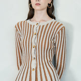 Stripe Textured Button-Up Knit Top (TOP ONLY)