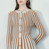 Stripe Textured Button-Up Knit Top (TOP ONLY)