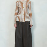 Stripe Textured Button-Up Knit Top (TOP ONLY)
