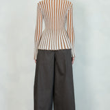 Stripe Textured Button-Up Knit Top (TOP ONLY)