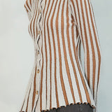 Stripe Textured Button-Up Knit Top (TOP ONLY)