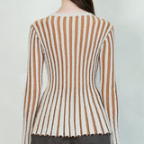Stripe Textured Button-Up Knit Top (TOP ONLY)