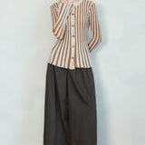 Stripe Textured Button-Up Knit Top (TOP ONLY)