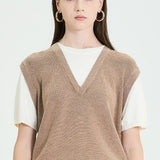 Short Sleeve Knit Layered Vest Top (TOP ONLY)