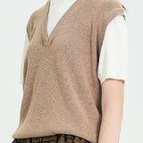 Short Sleeve Knit Layered Vest Top (TOP ONLY)