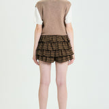 Short Sleeve Knit Layered Vest Top (TOP ONLY)