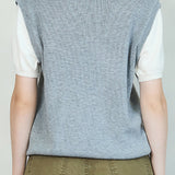 Short Sleeve Knit Layered Vest Top (TOP ONLY)