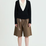 Two-Tone Knit Top with Draped Contrast Detail (TOP ONLY)