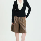 Two-Tone Knit Top with Draped Contrast Detail (TOP ONLY)