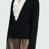 Two-Tone Knit Top with Draped Contrast Detail (TOP ONLY)