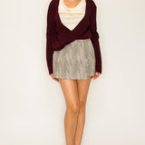 Two-Tone Knit Top with Draped Contrast Detail (TOP ONLY)
