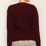 Two-Tone Knit Top with Draped Contrast Detail (TOP ONLY)