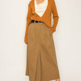 Two-Tone Knit Top with Draped Contrast Detail (TOP ONLY)