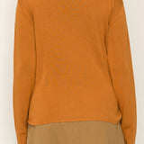 Two-Tone Knit Top with Draped Contrast Detail (TOP ONLY)