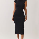 Mock Neck Knit Midi Dress