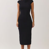 Mock Neck Knit Midi Dress