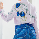 Button Down Satin Shirt Blouse