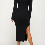 Bare Neck Knit Midi Dress