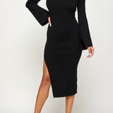 Bare Neck Knit Midi Dress