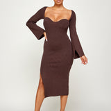 Bare Neck Knit Midi Dress