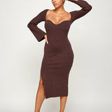 Bare Neck Knit Midi Dress