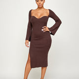 Bare Neck Knit Midi Dress