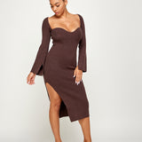 Bare Neck Knit Midi Dress