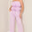STYLEVAVA pink pintuck straight-leg pants with waistband, styled with matching strapless ruffle top