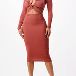 open neck halter midi dress