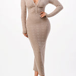 lapel collar v neck midi shirt dress