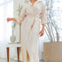 long sleeve midi length font button dress with collar in ivory