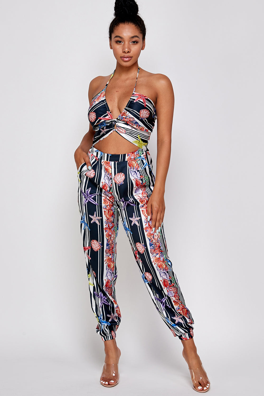 summer tube top halter neck jumpsuit