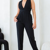 convertible halter and harem fit pants jumpsuit in black