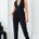 convertible halter and harem fit pants jumpsuit in black