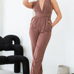convertible halter and harem fit pants jumpsuit