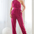 convertible halter and harem fit pants jumpsuit in magenta