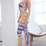 Lace Up Corset Jumpsuit