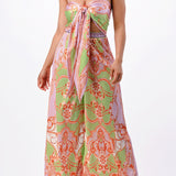 satin convertible halter neck and wide pants jumpsuit