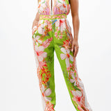 satin halter neck sleeveless backless jumpsuit