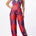 back tie halter jumpsuit with side slits in red